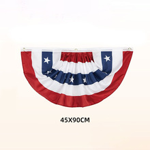 美国国旗独立日扇形旗涤纶45*90cm庭院护栏装饰国庆旗帜跨境定 制