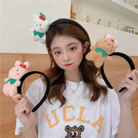 韩国超可爱小熊发箍立体卡通玩偶头箍毛绒女卖萌洗脸发卡网红发饰