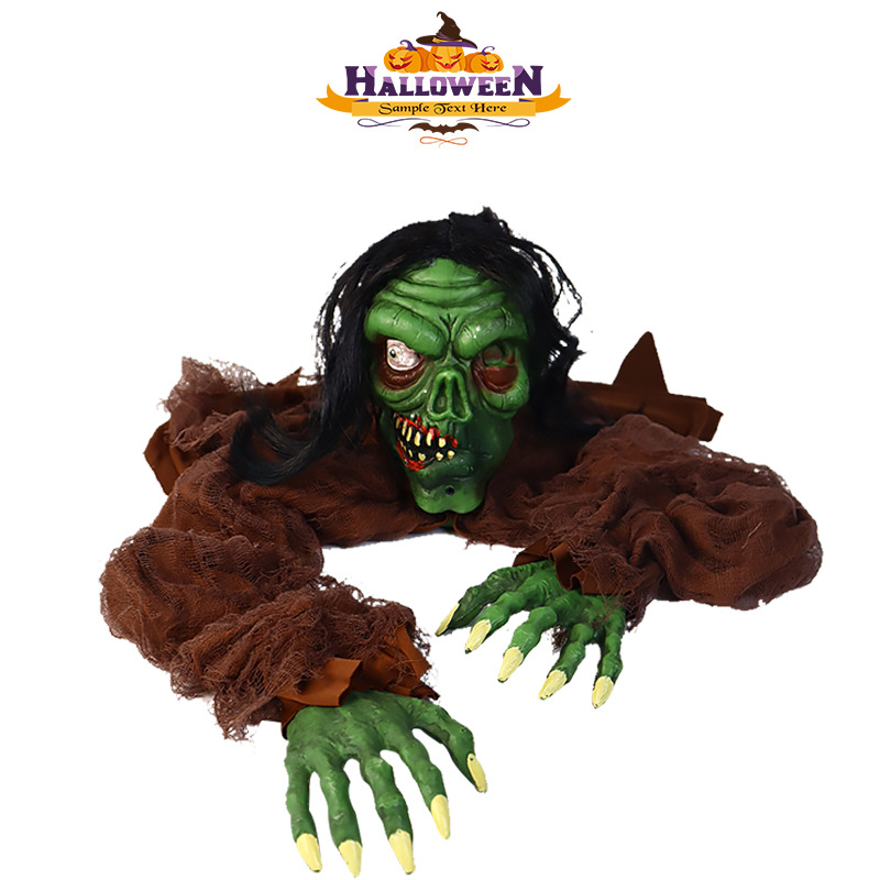 万圣节挂鬼玩具绿色丧尸鬼节模型电动发光发声场景布置密室逃脱