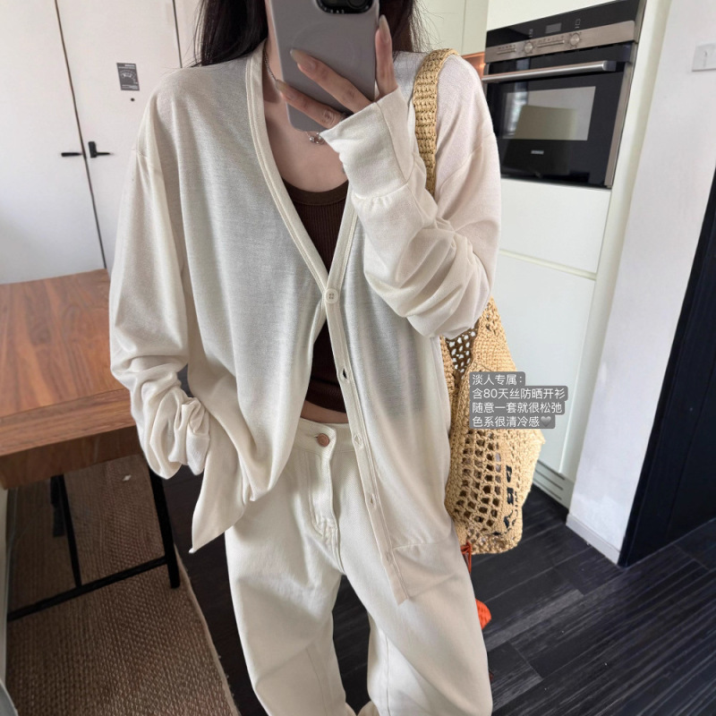 Superniniyy Cool and Relaxed 80 Tencel Cardigan Lazy Loose Slimming Look Knitted Cardigan Top for Women Spring Superniniyy Cool and Relaxed 80 Tencel Cardigan Lazy Loose Slimming Look Knitted Cardigan Top for Women Spring