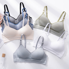 Seamless bra with cup and no underwire for junior and senior high school students—comfortable push-up bra with imitation jacquard design, dropshipping available.