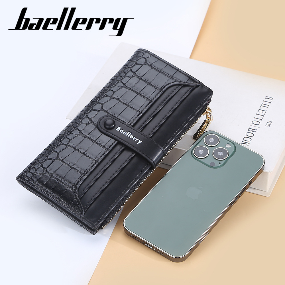 2024 New Wallet Women's Long European and American Crocodile Pattern Multi Card Women's Handheld Bag Fashion Casual Versatile Phone Bag_voghion.com