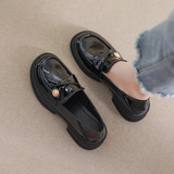 Высокие лоферы для кожаной обуви на платформе, универсальная обувь, французский стиль, в западном стиле