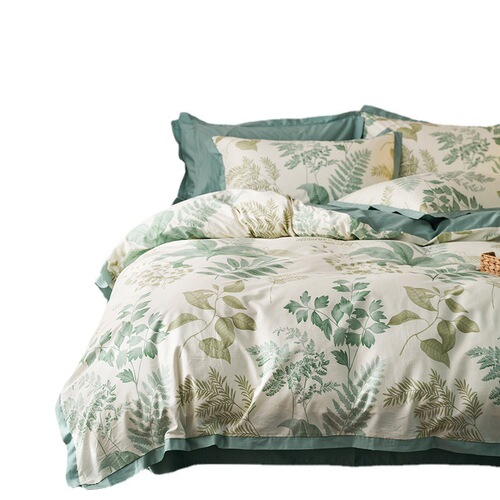 American pastoral style cotton 60-count Xinjiang long-staple cotton four-piece set pure cotton printed quilt cover sheet and fitted sheet set