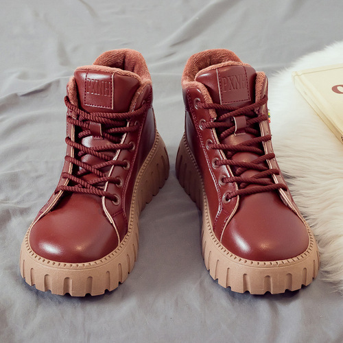  Autumn and Winter New Snow Boots Women's Boots Short Boots Martin Boots Versatile Cotton Shoes Plus Velvet Women's Shoes Cotton Boots
