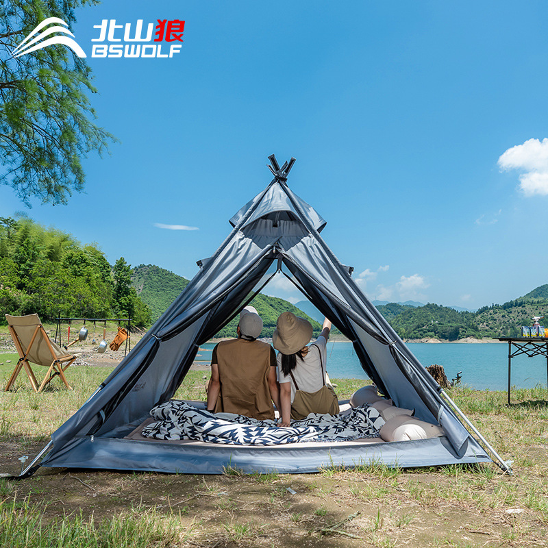 Outdoor Camping Pyramid Indian Tipi Tent With Sunshade,Waterproof,Rainproof And Sunproof Tipi Tent For3-4 People Plus Size