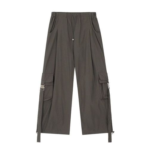 American Street Sport Casual Pants for Girls and Boys 2025 Spring and Autumn New Style with Large Pockets, Flowing Ribbons, Versatile Work Pants