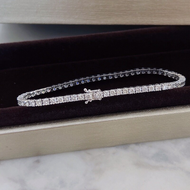 18K gold diamond bracelet kgold au750 full diamond bracelet INS style diamond bracelet simple four claw tennis bracelet