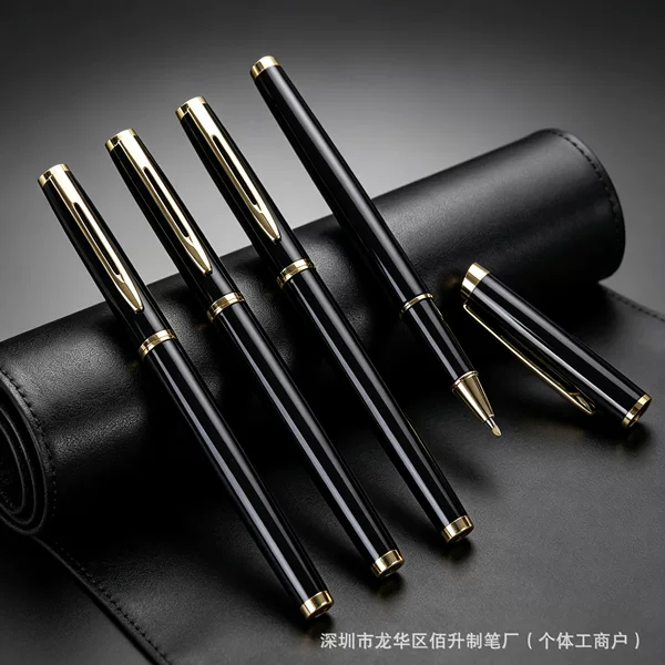 Business office promotional metal ballpoint pens, glossy finish, custom logo printing, wholesale advertising gift pens