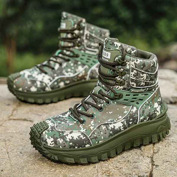 Plus-size men's camouflage boots, Martin boots, autumn and winter outdoor functional high-top hiking casual sports shoes for men