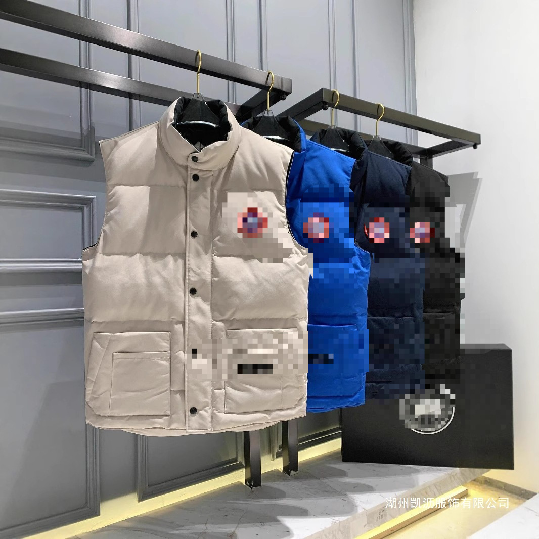 Autumn/Winter 24FW Goose down vest, warm, stand-up collar, thickened men's vest, loose fit, casual and versatile.