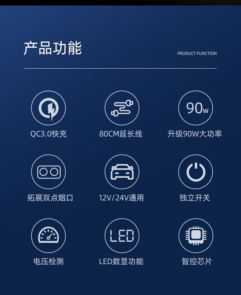 【Y48Qa】Car Charger with Cable, Dual Car Charger, Multi-Functional Cigarette Lighter Adapter