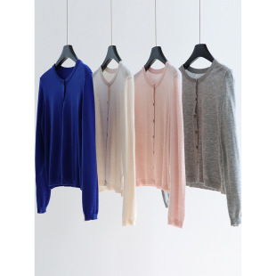 Basic Running Volume Wool Blended Round Neck Knitwear Long-sleeved Cardigan Early Spring Shawl Jacket Short Women's Top
