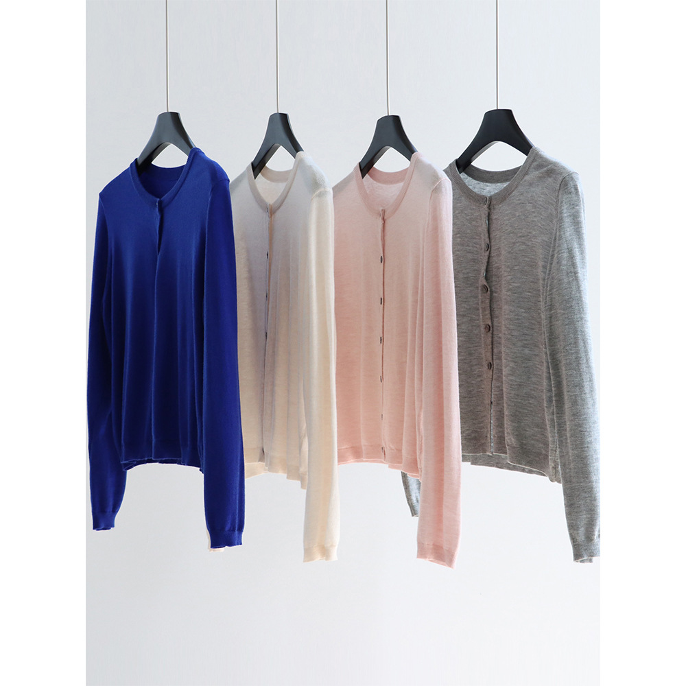 Basic Running Volume Wool Blended Round Neck Knitwear Long-sleeved Cardigan Early Spring Shawl Jacket Short Women's Top