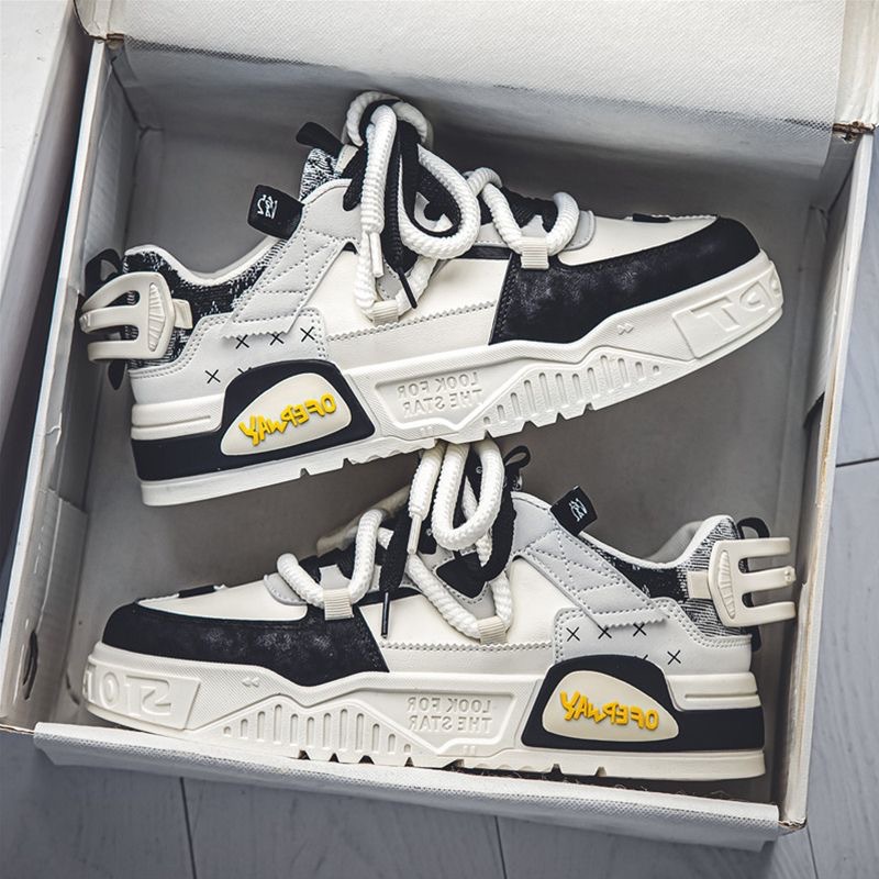 Μεγάλο μέγεθος κορεατικής έκδοσης ανδρικών μοντέρνων παπουτσιών από καμβά, μοντέρνα παπούτσια με χοντρή σόλα για νέους αθλητικούς χώρους αναψυχής_voghion.com