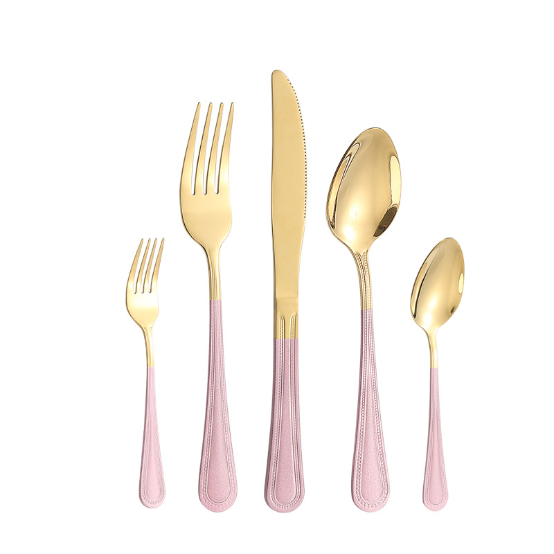 Productos de venta caliente transfronteriza cubiertos de acero inoxidable 20 / 30 juegos de doble línea 5 juegos de piezas principales cuchillo de filete de comida occidental tenedor cuchara set