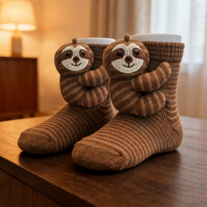Cross-Border New 3D Animal Doll Socks, Children's Non-Slip Walking Socks, Parent-Child Cute Doll Cotton Socks Factory