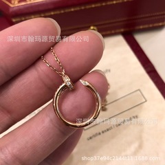 s925 スターリングシルバーカードネイルネックレスハイバージョン CNC ヘッドとテールフルダイヤモンドペンダント鎖骨チェーン女性のための工場直販