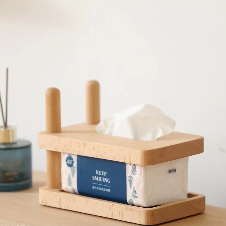 Nogal negro, haya, madera maciza, caja de pañuelos de lujo ligero, sala de estar, dormitorio, hogar, hotel, caja de dibujo, caja de papel simple de madera