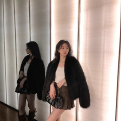 万年5代人间富贵咖狐狸毛皮草外套女2025新款毛毛大衣短款冬