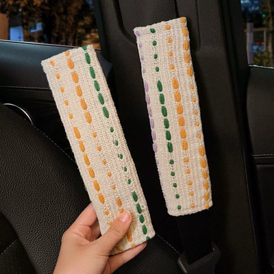 Female Car Decorative Protective Cover, Seat belt shoulder pad - a-pair-of-rice-pattern-shoulder-pads
