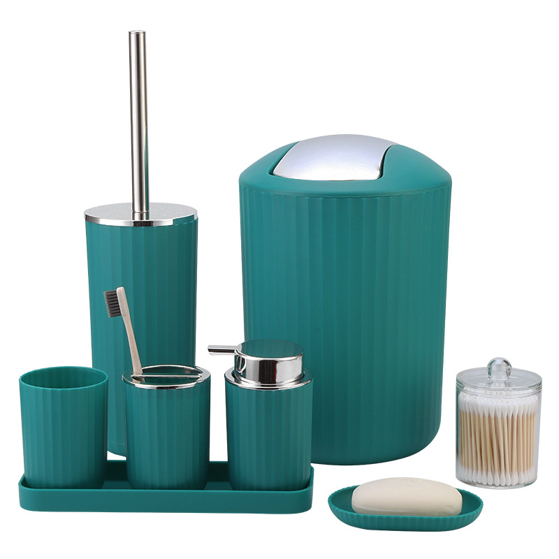 Baño conjunto de lavado de lujo ligero lavabo de lavado de mano gran boquilla de ducha botella de loción bandeja de ocho piezas conjunto de artículos de baño hotel