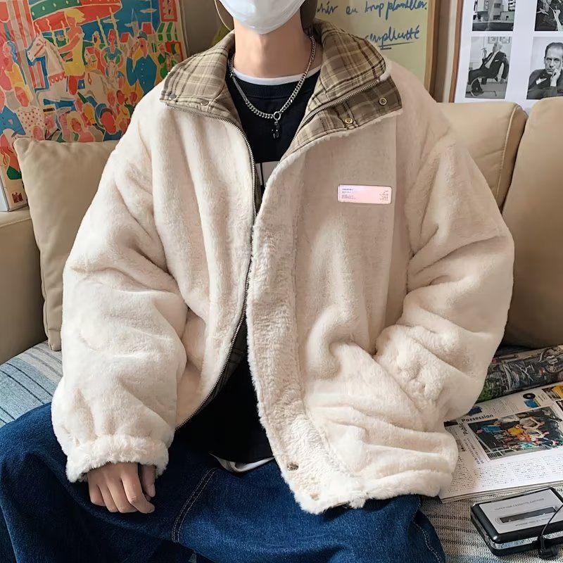 Chaqueta acolchada de algodón de doble cara retro estilo de Hong Kong para hombres y mujeres invierno estilo coreano chic estilo de Hong Kong ropa acolchada gruesa informal de moda