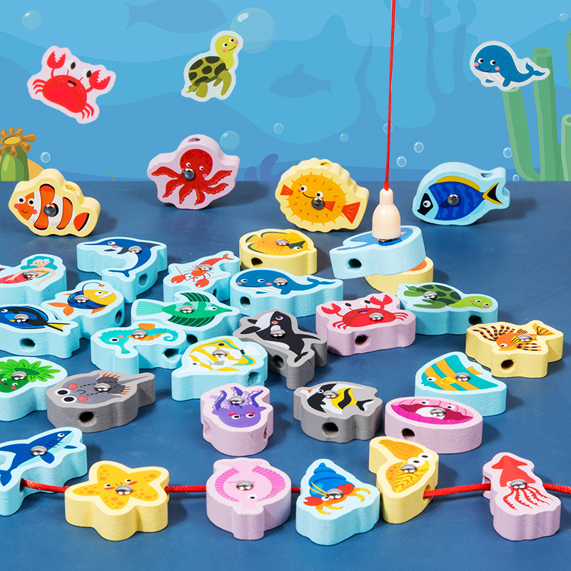 Weiweihu 60 bloques de construcción con cuentas, partículas grandes para evitar la ingestión accidental, entrenamiento con cuentas para bebés, capacidad de concentración, juguetes de educación temprana