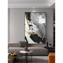 黑白装饰画抽象客厅沙发背景墙壁画落地巨幅现代轻奢入户玄关挂画