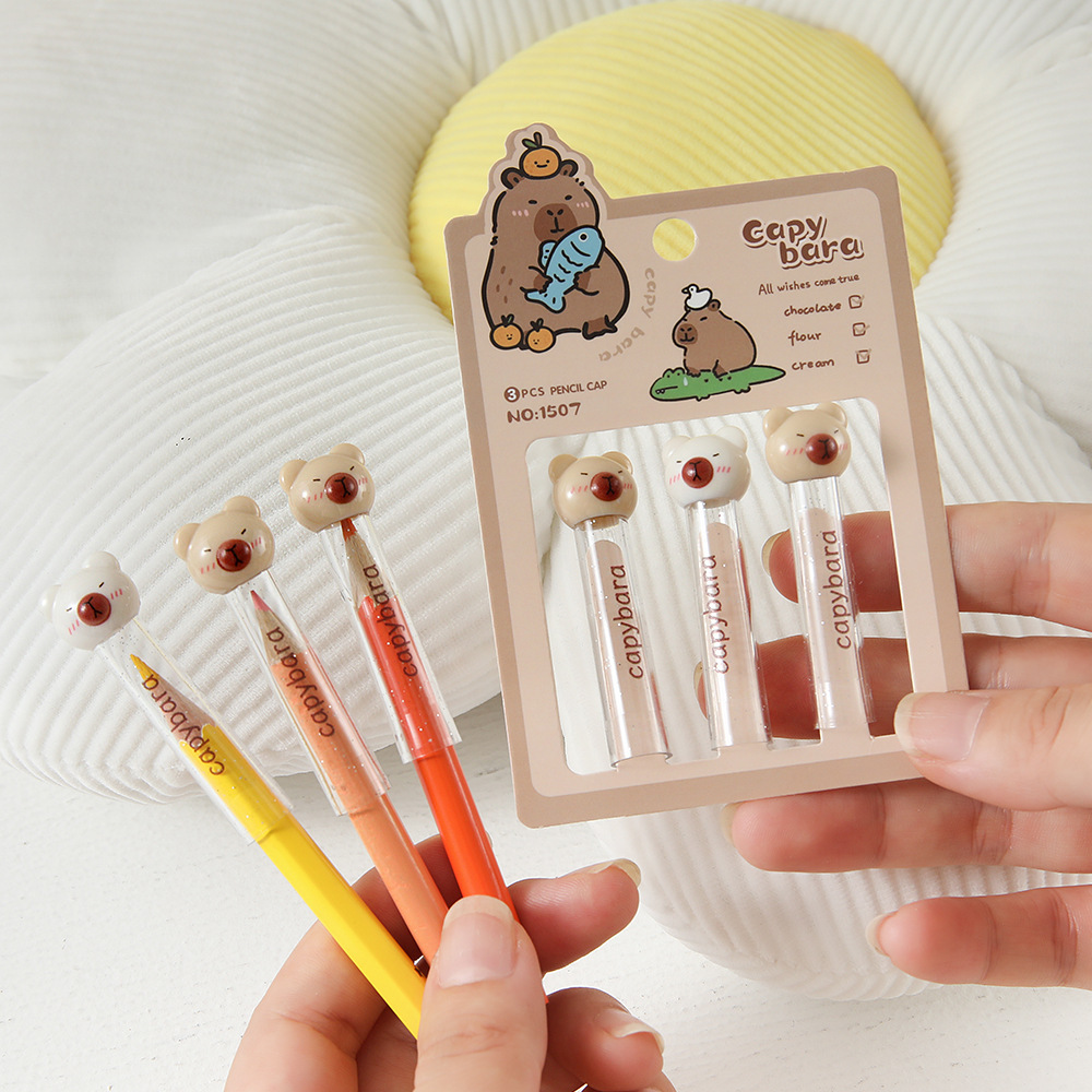 cubierta de lápiz capibara de alto valor facial tapa de lápiz capibara cubierta protectora de plomo colorido papelería especial para estudiantes de primaria