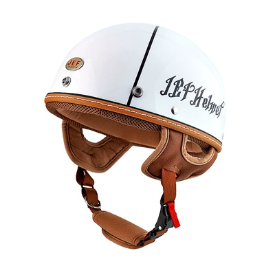 Motosiklet kaskı (dəbilqə) — JEF Helmet Retro Half Helmet - helmet-white-m