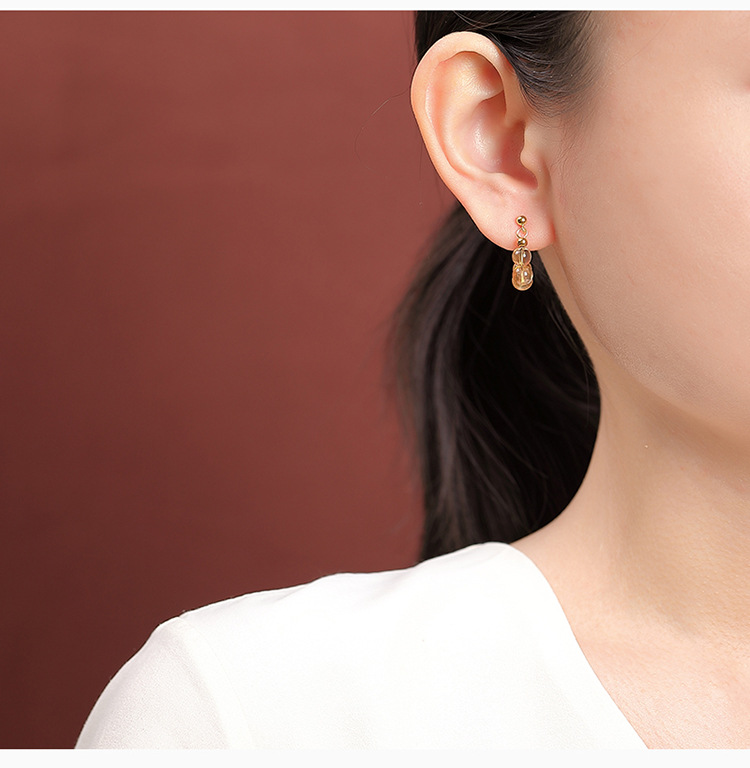Bông tai tròn bạc S925 mạ vàng đính đá pha lê thạch anh tím — Mô hình thạch anh tím chi tiết 6