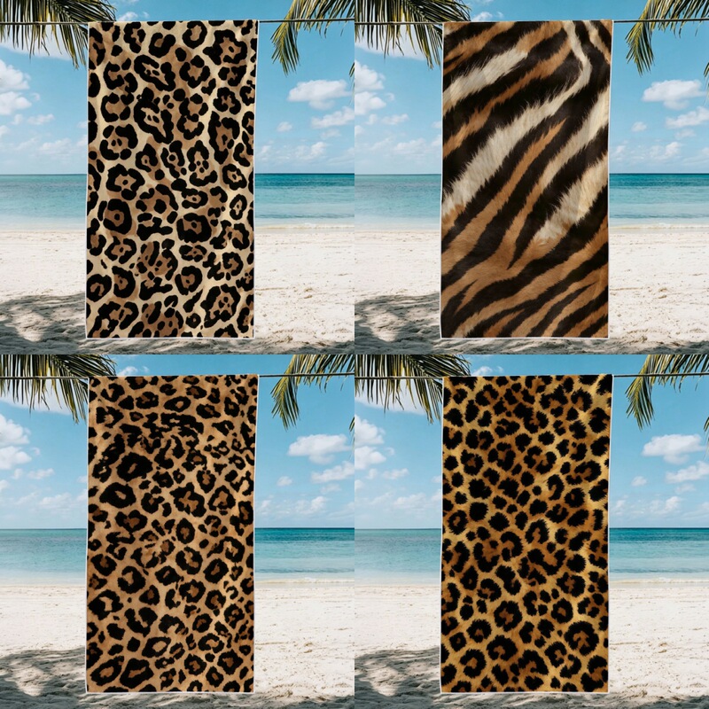 Wild retro leopard print beach towel, American hot girl style zebra print seaside photo shoot printed beach swim robe Wild retro leopard print beach towel, American hot girl style zebra print seaside photo shoot printed beach swim robe