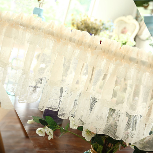 Half curtain decorative coffee curtain short curtain fresh pastoral solid color gauze curtain kitchen cabinet curtain curtain door curtain finished product