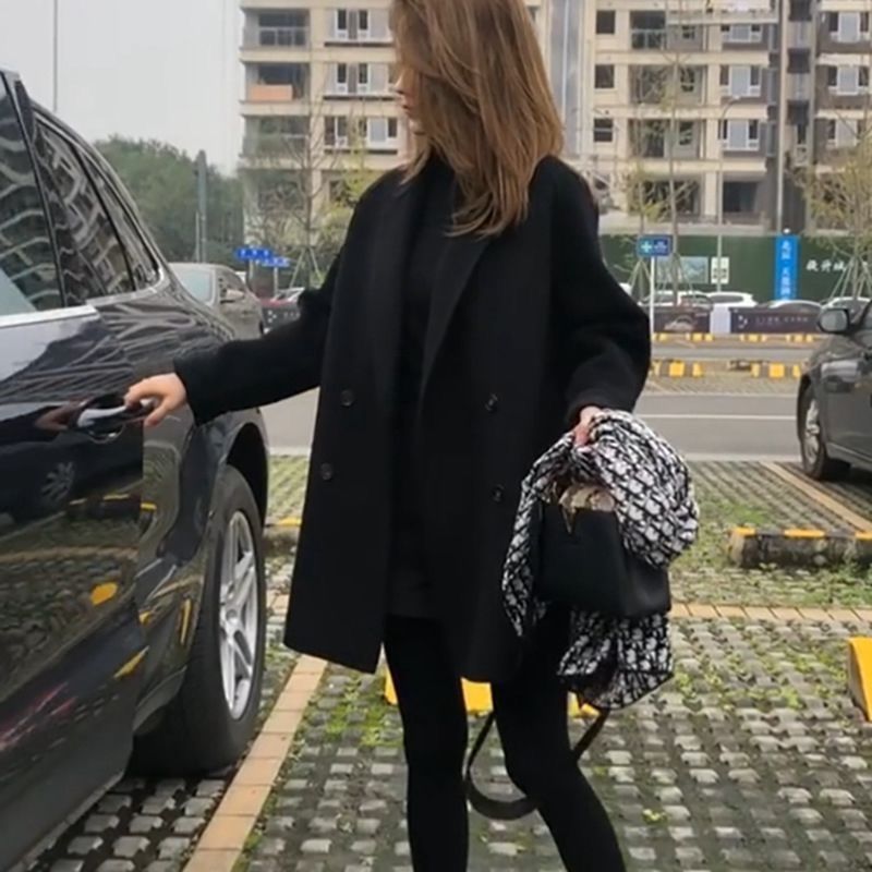 韩版西装领毛呢外套女2025春秋新款大码胖妹妹洋气显瘦呢子大衣潮|undefined