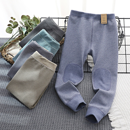 Children's Fashion Striped Warm Trousers for Boys, School Uniform Magic Kids' Clothing Spring and Autumn Cotton Trousers Qingdao Underwear Factory Direct Sale
