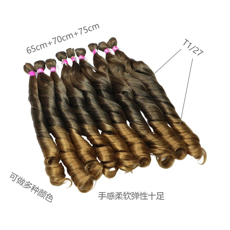 欧美跨境化纤帘子假发synthetic hair 大波浪卷渐变BODY WAVE发帘|undefined