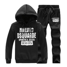 跨境男士卫衣套装批发春秋男士套头连帽休闲运动卫衣外贸青年套装