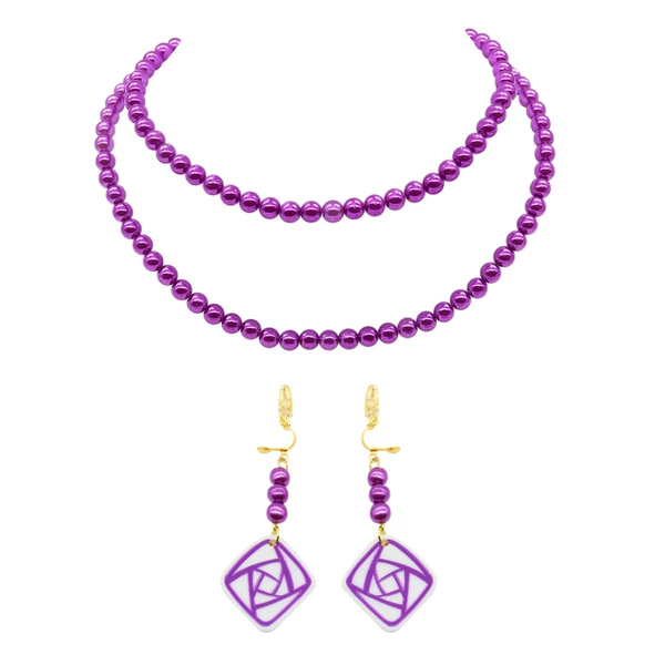 Necklace, ear clips, set