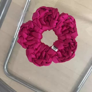 Ins blogger estilo estilo estilo color brillante tejido a mano gran flor amor bola cabeza de caballo anillo de cabello cabeza anillo de cabello