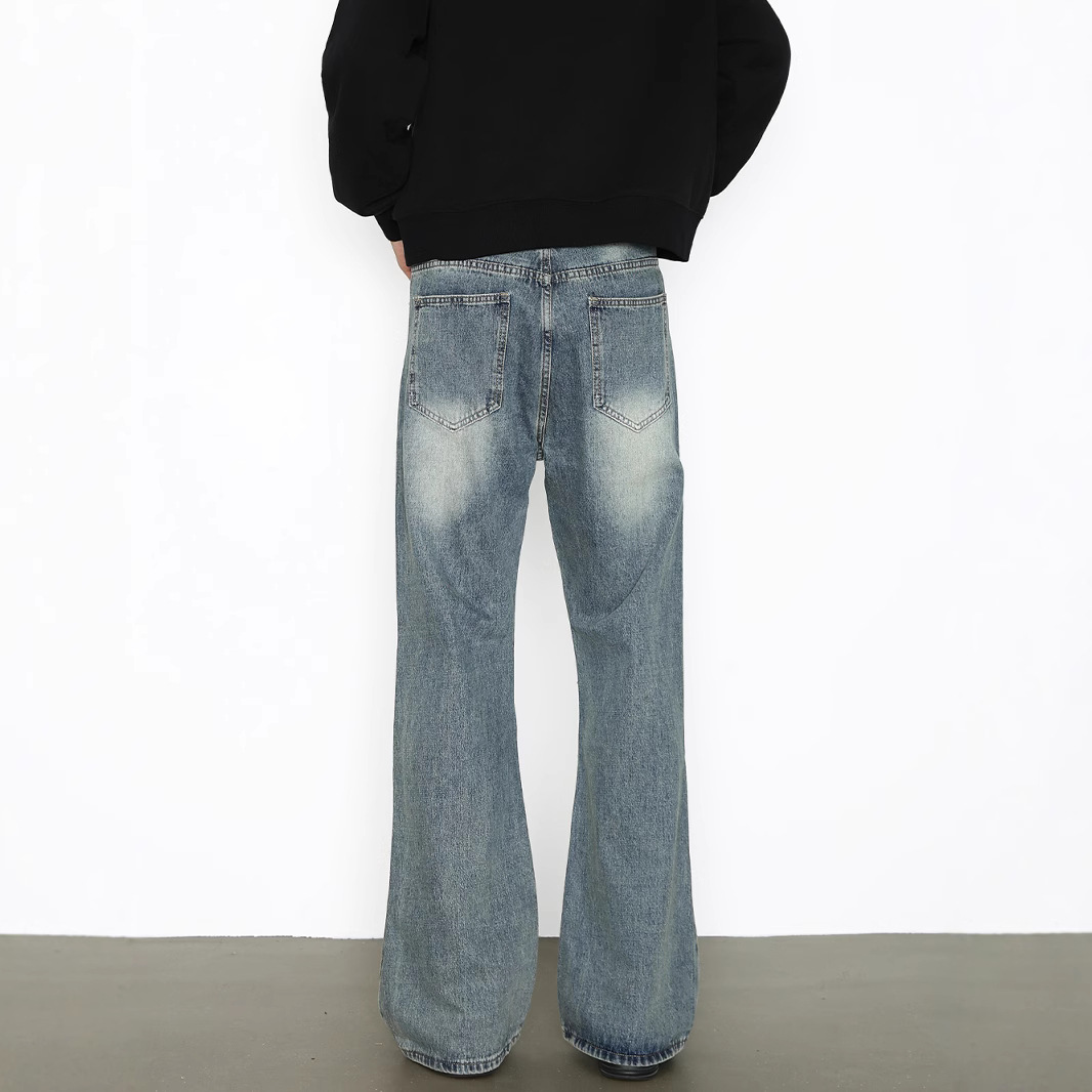 Men's High-Street Vintage Washed Denim Jeans – Distressed Straight To Bootcut Fit_voghion.com