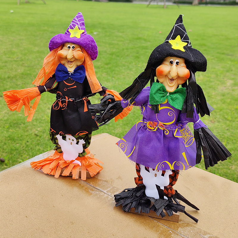 ハロウィーン国境を越えた小さな置物呪術師カボチャ幽霊かかし飾り道具人形公仔魔女鬼節|undefined