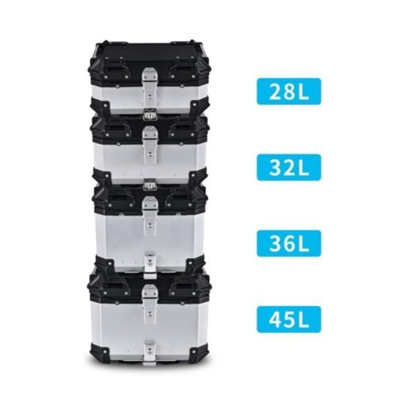 25/32/36/45/55/65/80/100 Liter All-Aluminum Alloy Tail Box with Quick Release, Lock, and Waterproof Features for Motorcycles