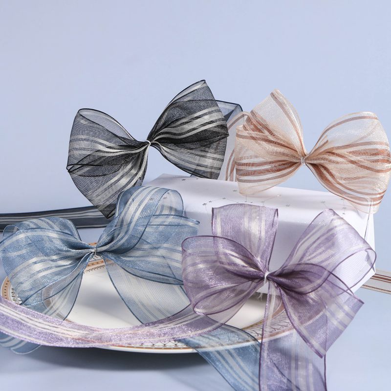 transparent Sheer Ribbon diy Hairdressing Gift box Packaging Materials Clothing accessories Topper Shoeshine stripe Chiffon silk ribbon