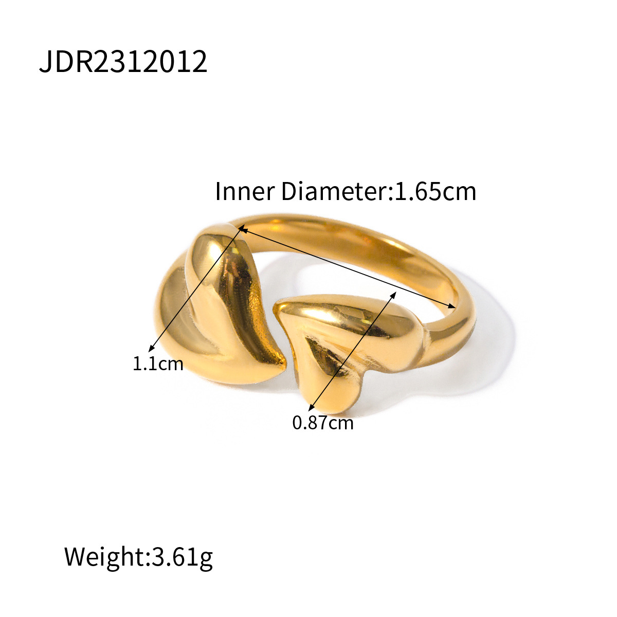 Goldplattierter Asymmetrischer Offener Ring Damen Schmuck Ring_voghion.com