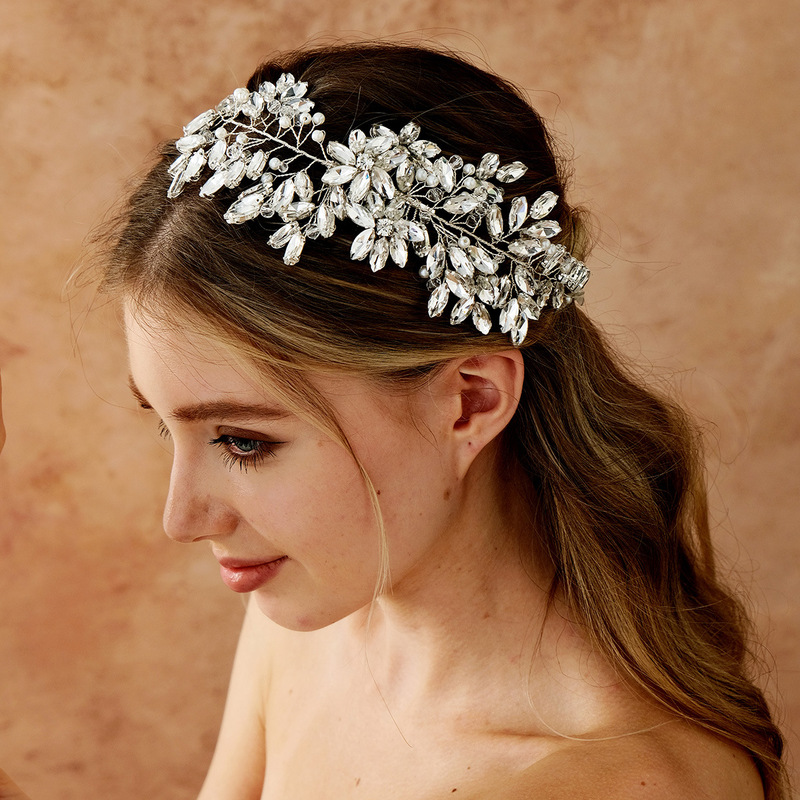 クロスボーダー新しいラインストーンヘッドドレスブライダルウェディングフォトキャットウォークヘアアクセサリー豪華な重労働誇張手作りヘアフープヘッドバンド|undefined
