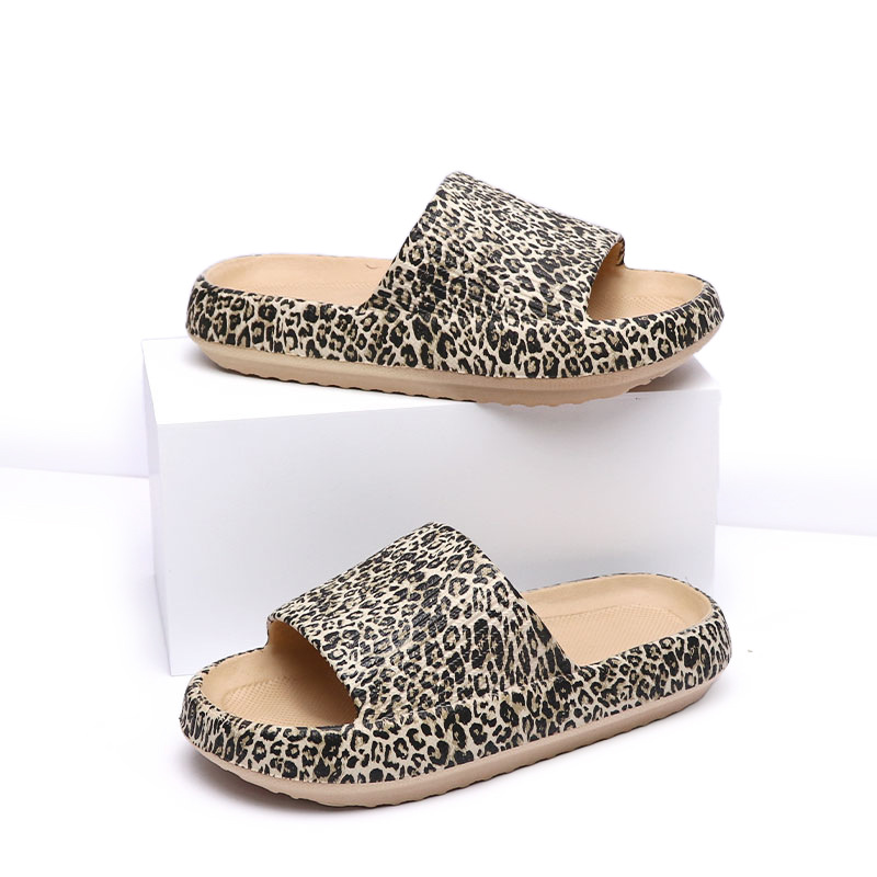 Zapatillas de casa EVA de verano, suela suave y gruesa de 4 cm, diseño graffiti y estampado leopardo, para hombre y mujer