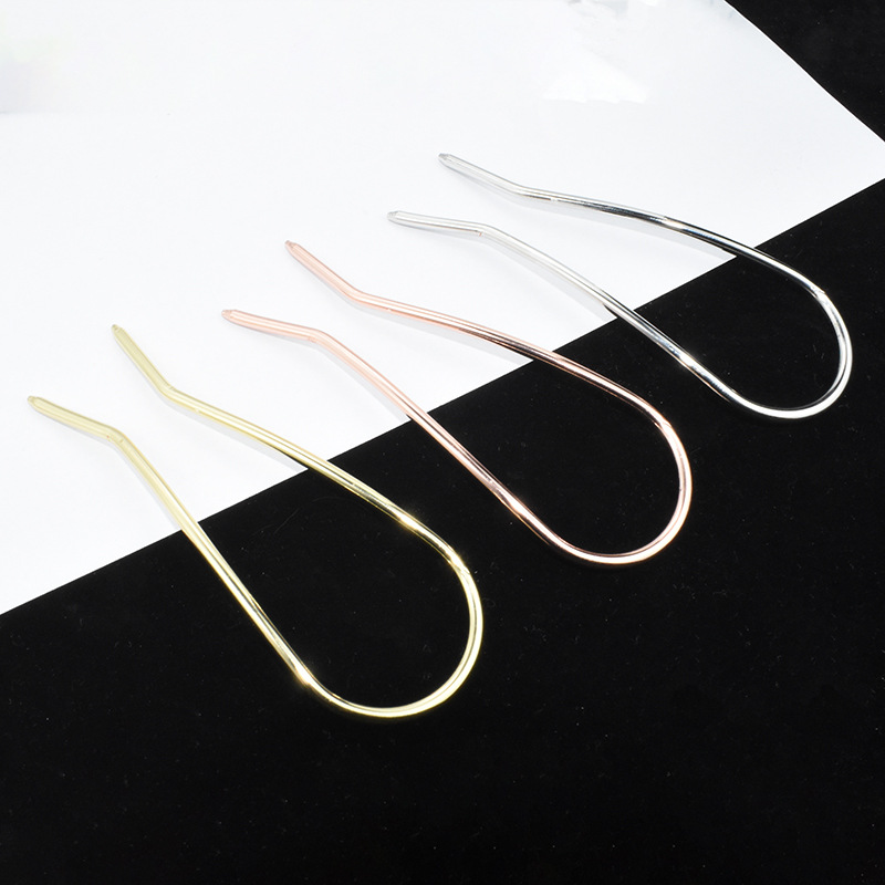 韩款U型发簪简约古风头饰日常少女丸子头ins头饰金属盘发发钗