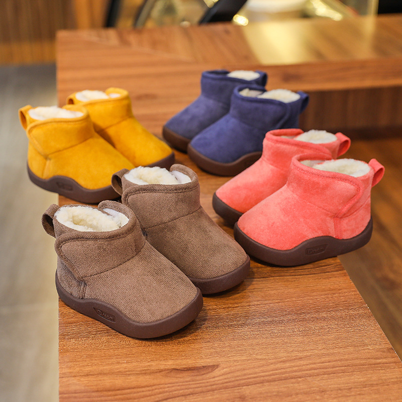 Bottes de neige d'hiver pour bébé de 1-2-3-14 ans, chaussures de marche à semelle souple avec peluche et chaussures en coton antidérapantes épaisses_voghion.com