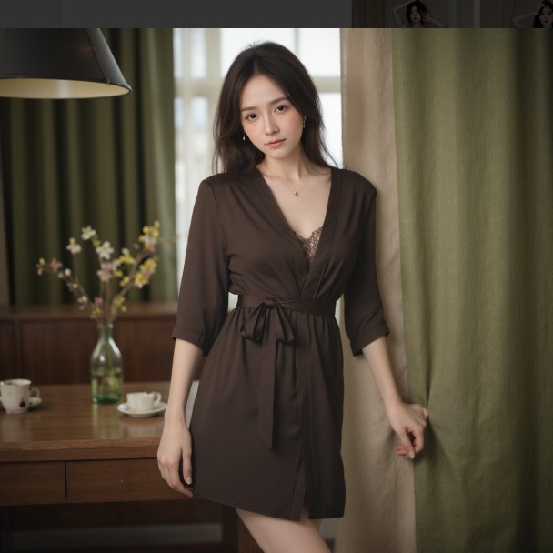 New Suspender Nightgown for Women Spring, Autumn and Summer Ice Silk Thin Satin Silk Thin Sexy Pure Lust Style Pajamas Cross-Border